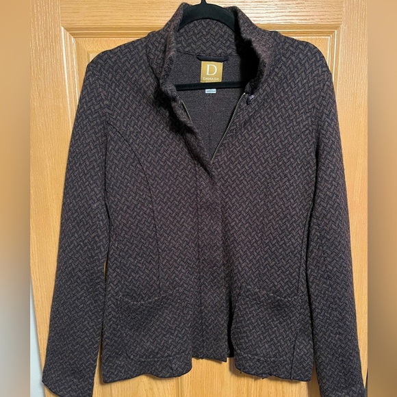 Damask Zip Up Wool/Cashmere Blend Sweater - Picture 1 of 11